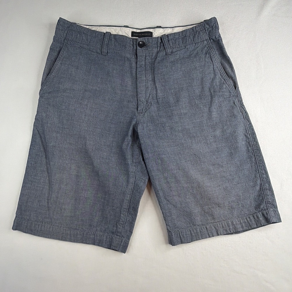 Banana Republic Chambray Shorts Men's 31 Blue 100% Cotton Flat Front Casual